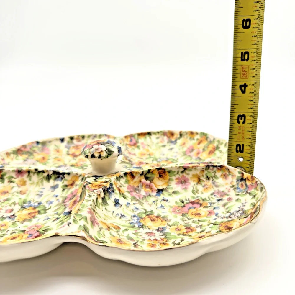 Vintage Chintz Windsor E & R Erphila 4 Section Serving Dish Czechoslovakia